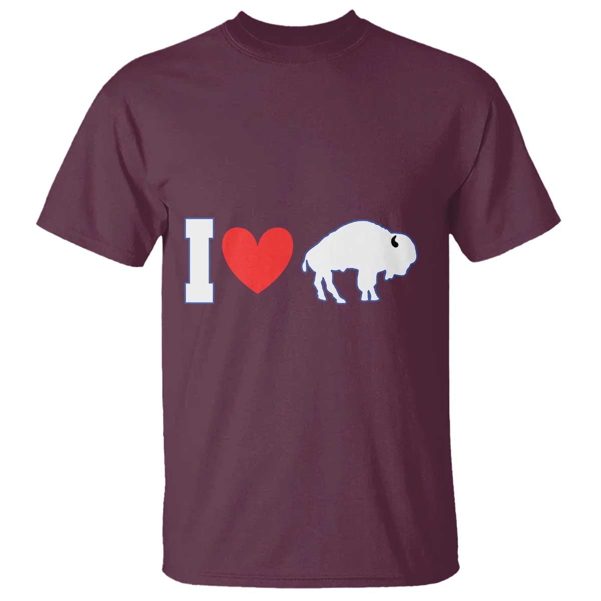 Vintage BF T Shirt American I Love Bison TS10 Maroon Print Your Wear