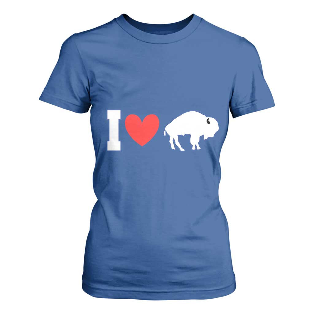Vintage BF T Shirt For Women American I Love Bison TS10 Royal Blue Print Your Wear