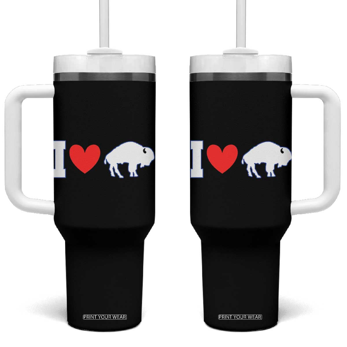 Vintage Buffalo Tumbler With Handle American I Love Bison TS10 One Size: 40 oz Black Print Your Wear