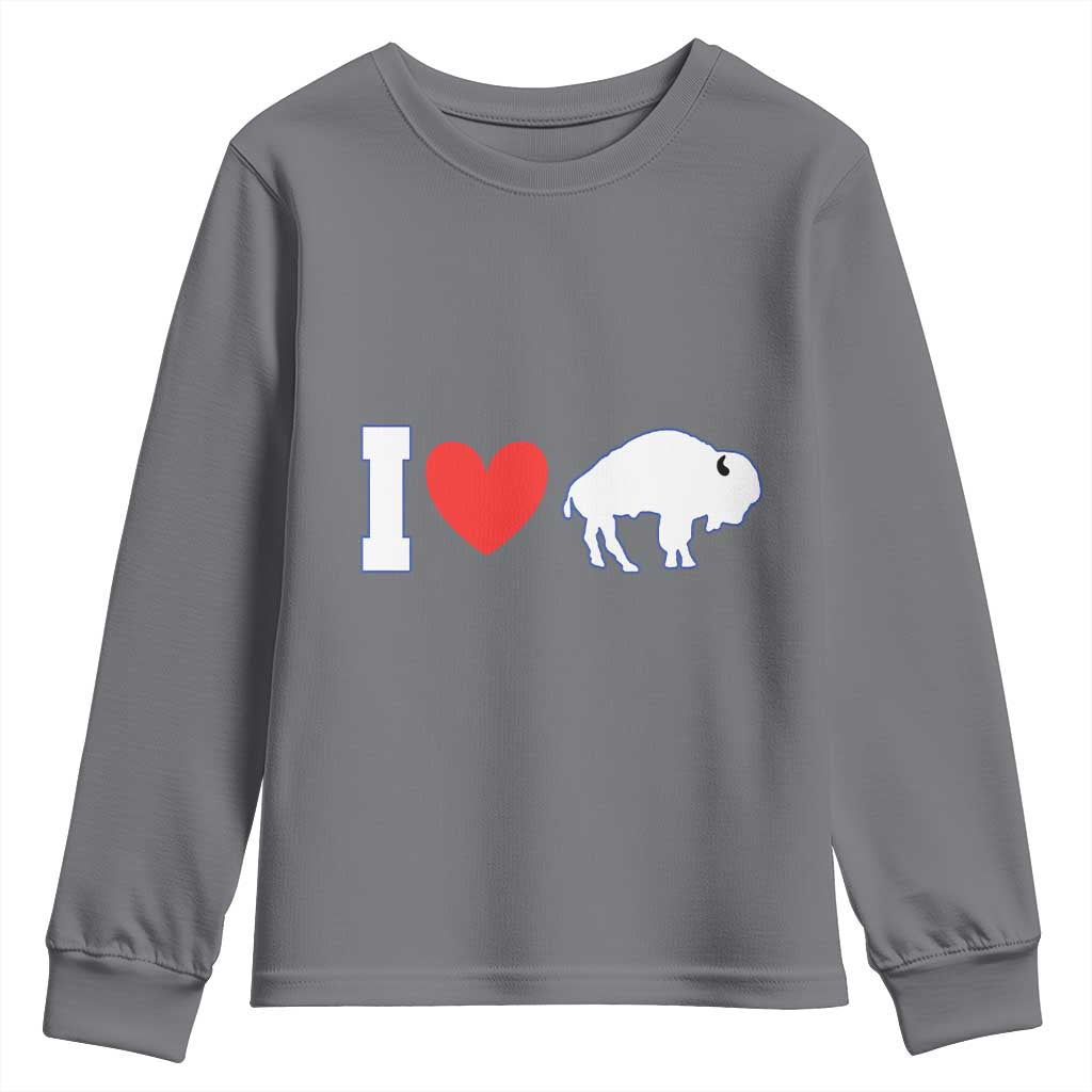 Vintage Buffalo Youth Sweatshirt American I Love Bison TS10 Charcoal Print Your Wear