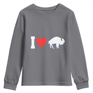 Vintage Buffalo Youth Sweatshirt American I Love Bison TS10 Charcoal Print Your Wear