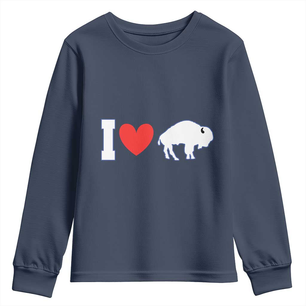 Vintage Buffalo Youth Sweatshirt American I Love Bison TS10 Navy Print Your Wear