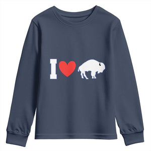 Vintage Buffalo Youth Sweatshirt American I Love Bison TS10 Navy Print Your Wear