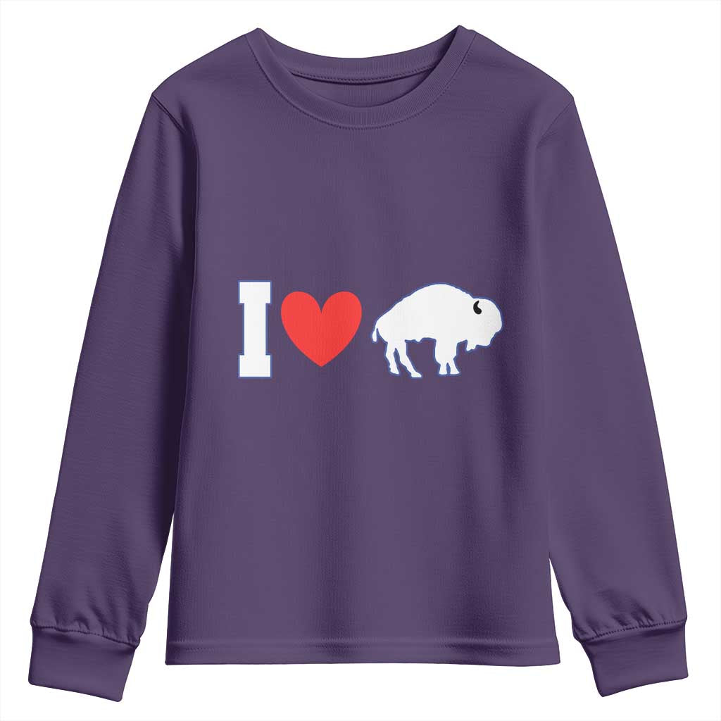 Vintage BF Youth Sweatshirt American I Love Bison TS10 Purple Print Your Wear