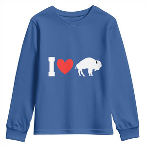 Vintage Buffalo Youth Sweatshirt American I Love Bison TS10 Royal Blue Print Your Wear