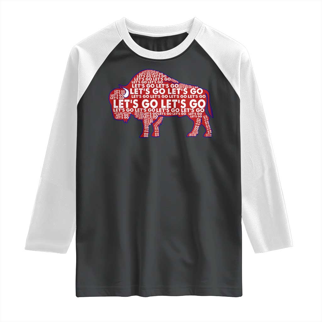 Let's Go BFB Raglan Shirt WNY Pride Fan Apparel TS10 Black White Print Your Wear