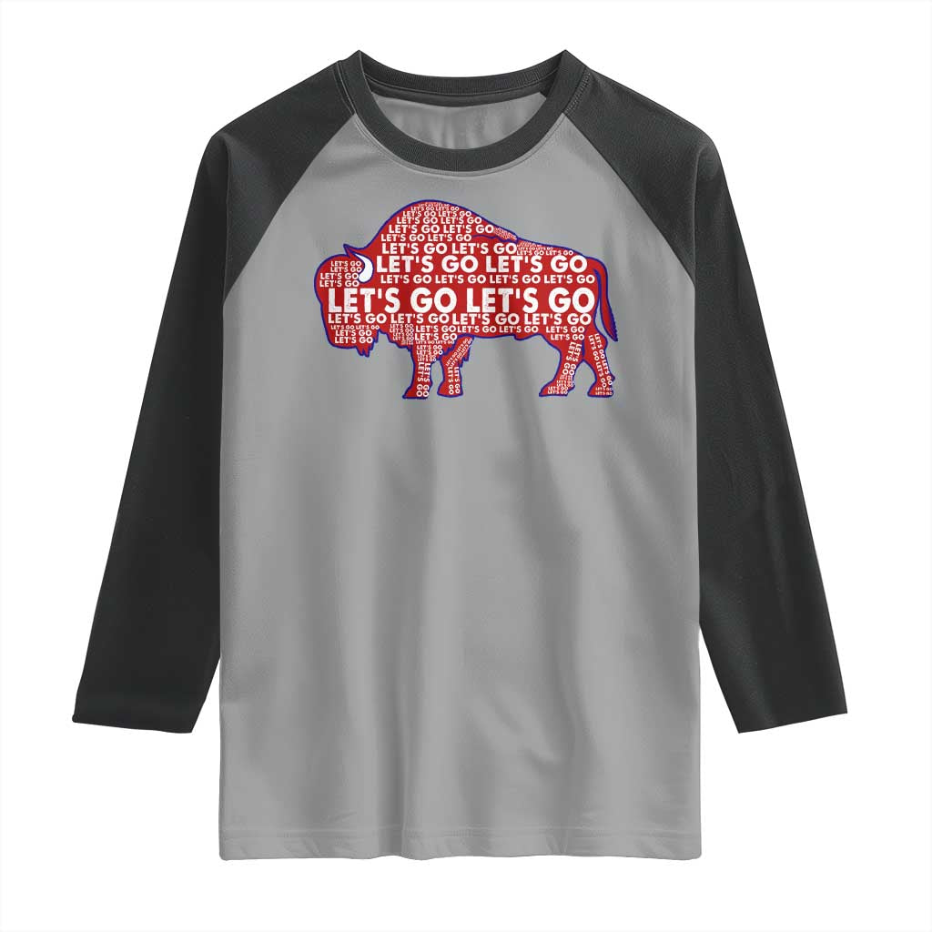 Let's Go BFB Raglan Shirt WNY Pride Fan Apparel TS10 Sport Gray Black Print Your Wear