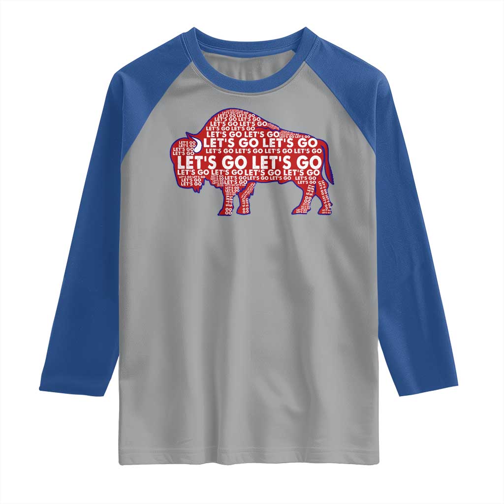 Let's Go BFB Raglan Shirt WNY Pride Fan Apparel TS10 Sport Gray Royal Print Your Wear