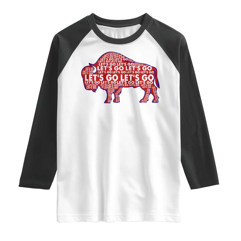 Let's Go BFB Raglan Shirt WNY Pride Fan Apparel TS10 White Black Print Your Wear