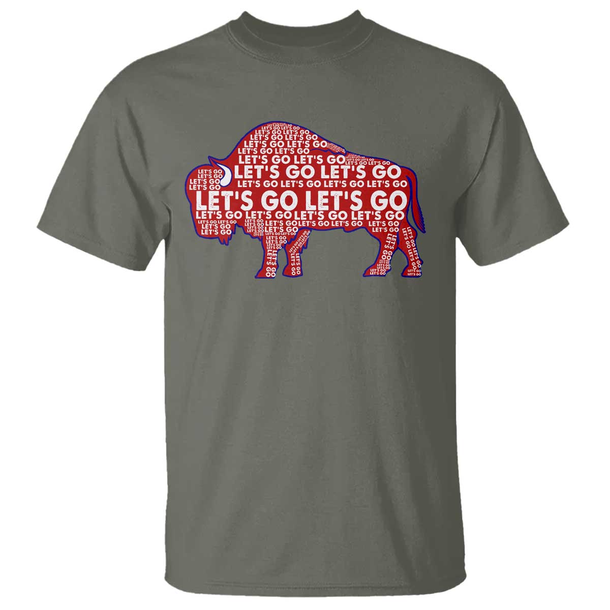 Let's Go Buffalo T Shirt WNY Pride Fan Apparel TS10 Military Green Print Your Wear