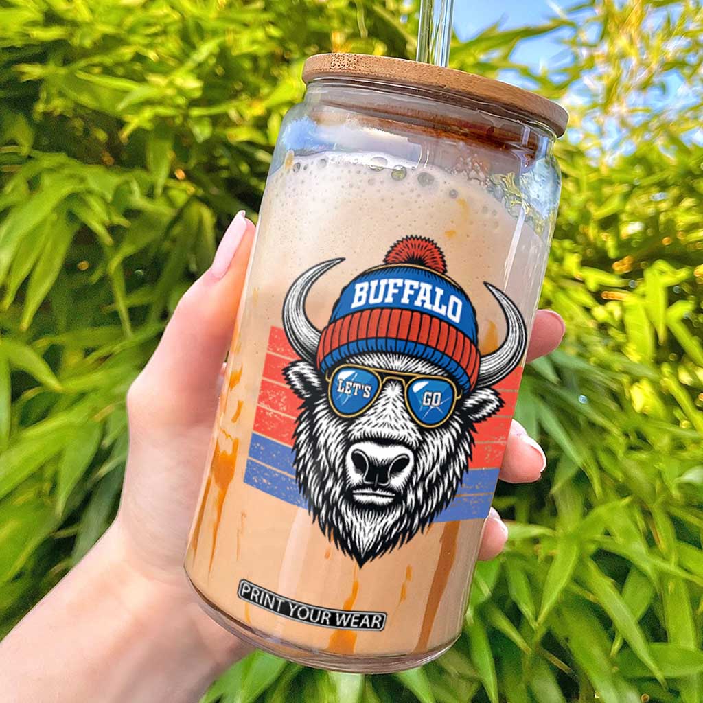 Buffalo Football Glass Can Vintage 90s Bill Fan Game Day TS10 Black Print Your Wear