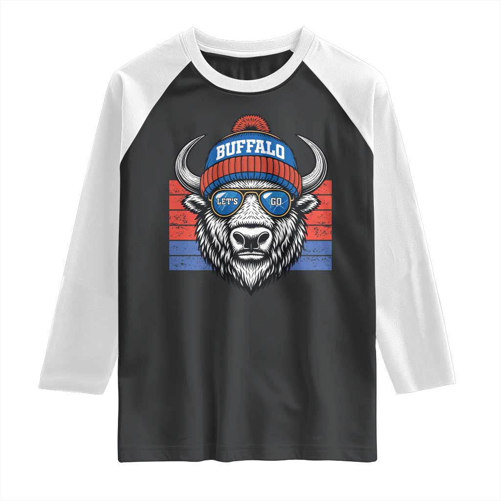 Buffalo Football Raglan Shirt Vintage 90s Bill Fan Game Day TS10 Black White Print Your Wear