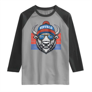 Buffalo Football Raglan Shirt Vintage 90s Bill Fan Game Day TS10 Sport Gray Black Print Your Wear