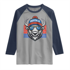 Buffalo Football Raglan Shirt Vintage 90s Bill Fan Game Day TS10 Sport Gray Navy Print Your Wear