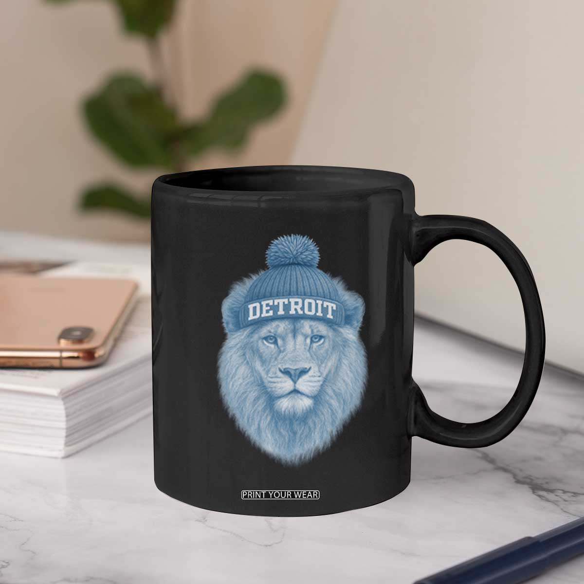 Detroit Football Coffee Mug Retro Lions Mascot Sport Fan TS10 Print Your Wear