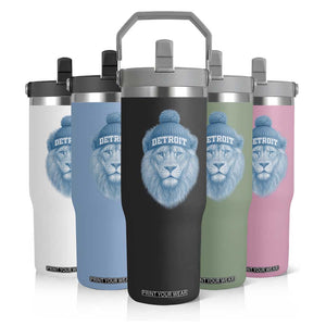 Detroit Football Flip Straw Tumbler Retro Lions Mascot Sport Fan TS10 Print Your Wear