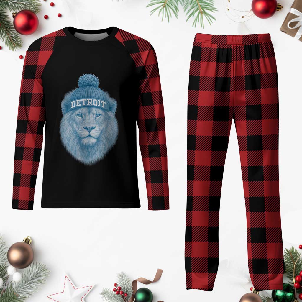 Detroit Football Plaid Pajama Set Retro Lions Mascot Sport Fan TS10 Buffalo Plaid Print Your Wear