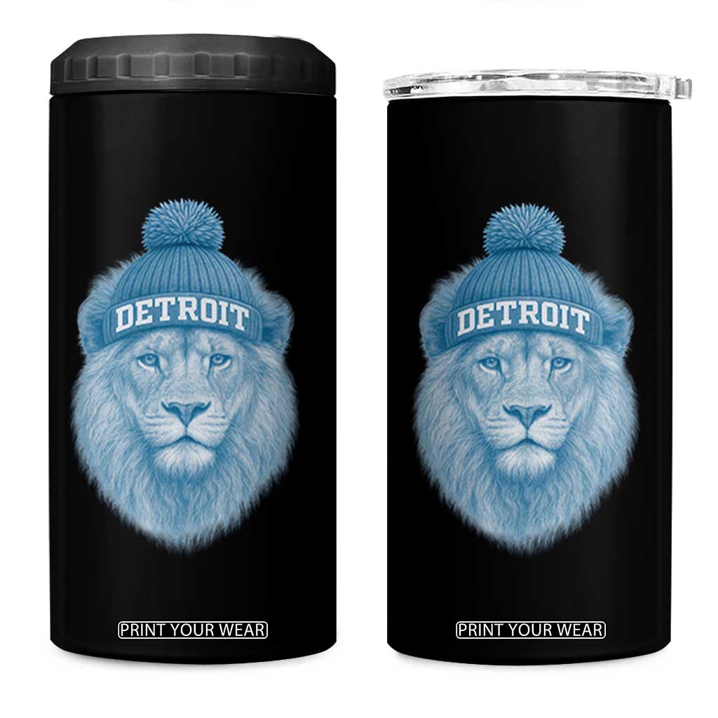 Detroit Football 4 in 1 Can Cooler Tumbler Retro Lions Mascot Sport Fan TS10 One Size: 16 oz Black Print Your Wear