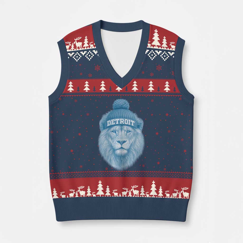 LF Football V-Neck Knit Sweater Vest Retro Sport Fan TS10 Navy Red Print Your Wear