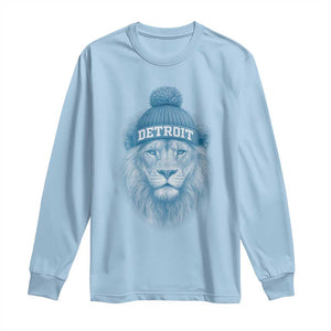 Detroit Football Long Sleeve Shirt Retro Lions Mascot Sport Fan TS10 Light Blue Print Your Wear