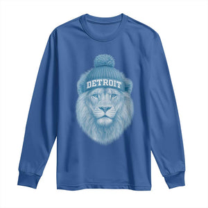 Detroit Football Long Sleeve Shirt Retro Lions Mascot Sport Fan TS10 Royal Blue Print Your Wear