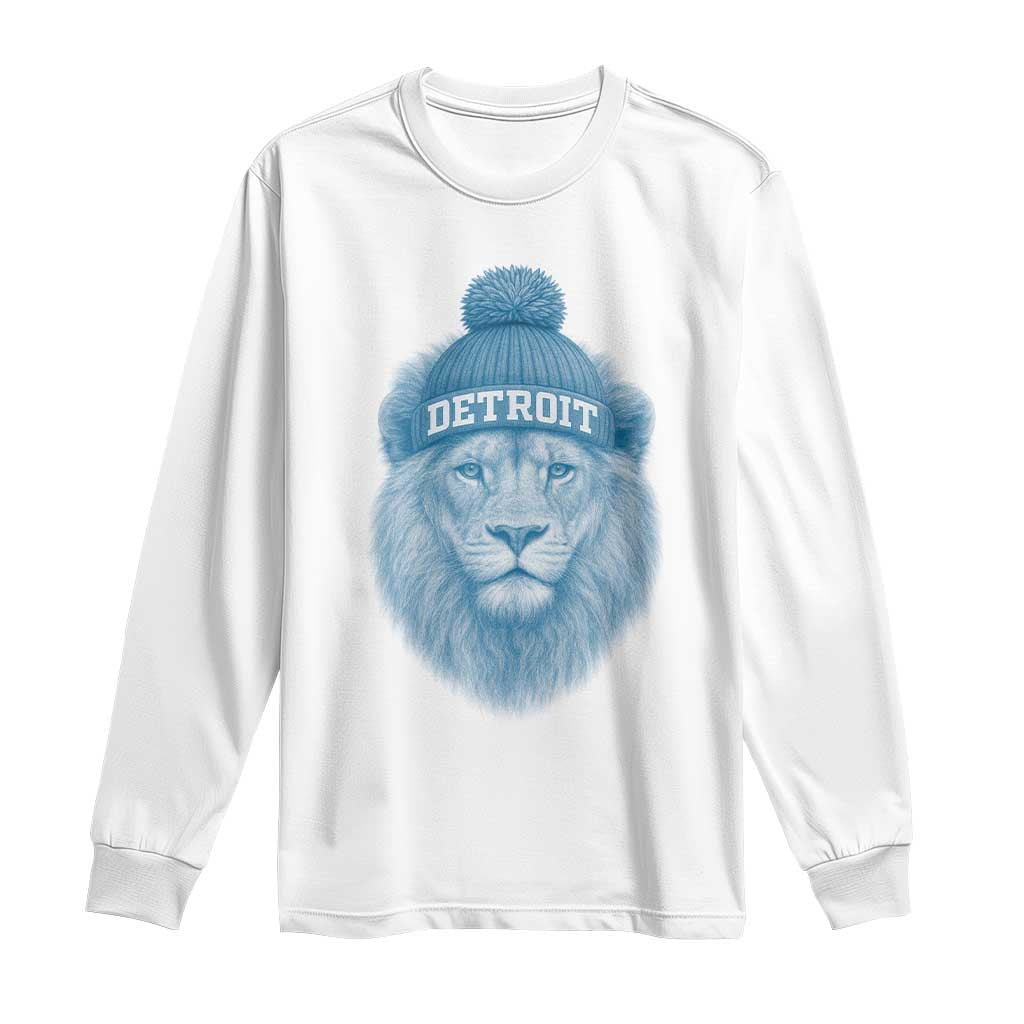 Detroit Football Long Sleeve Shirt Retro Lions Mascot Sport Fan TS10 White Print Your Wear