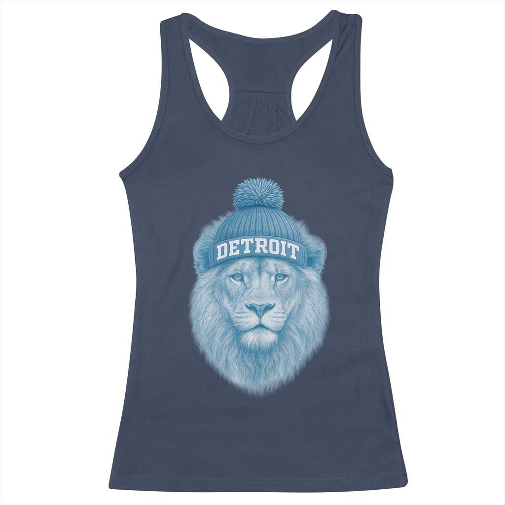 Detroit Football Racerback Tank Top Retro Lions Mascot Sport Fan TS10 Navy Print Your Wear