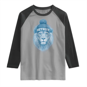 Detroit Football Raglan Shirt Retro Lions Mascot Sport Fan TS10 Sport Gray Black Print Your Wear