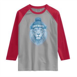 Detroit Football Raglan Shirt Retro Lions Mascot Sport Fan TS10 Sport Gray Red Print Your Wear