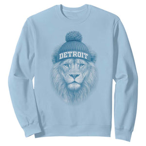 Detroit Football Sweatshirt Retro Lions Mascot Sport Fan TS10 Light Blue Print Your Wear