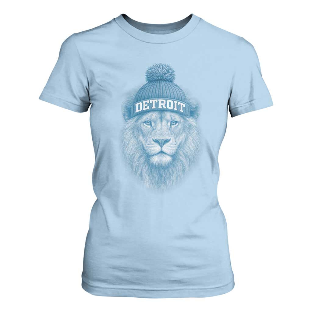 Detroit Football T Shirt For Women Retro Lions Mascot Sport Fan TS10 Light Blue Print Your Wear