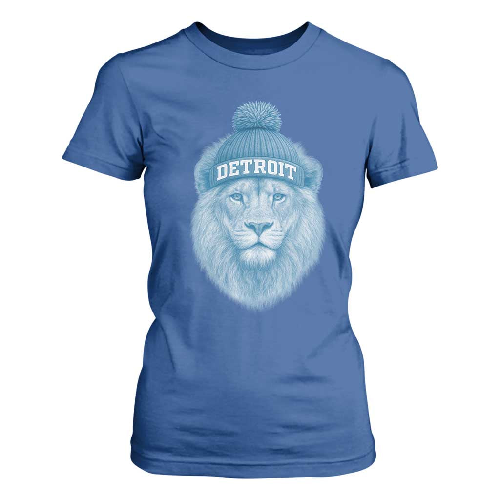 Detroit Football T Shirt For Women Retro Lions Mascot Sport Fan TS10 Royal Blue Print Your Wear