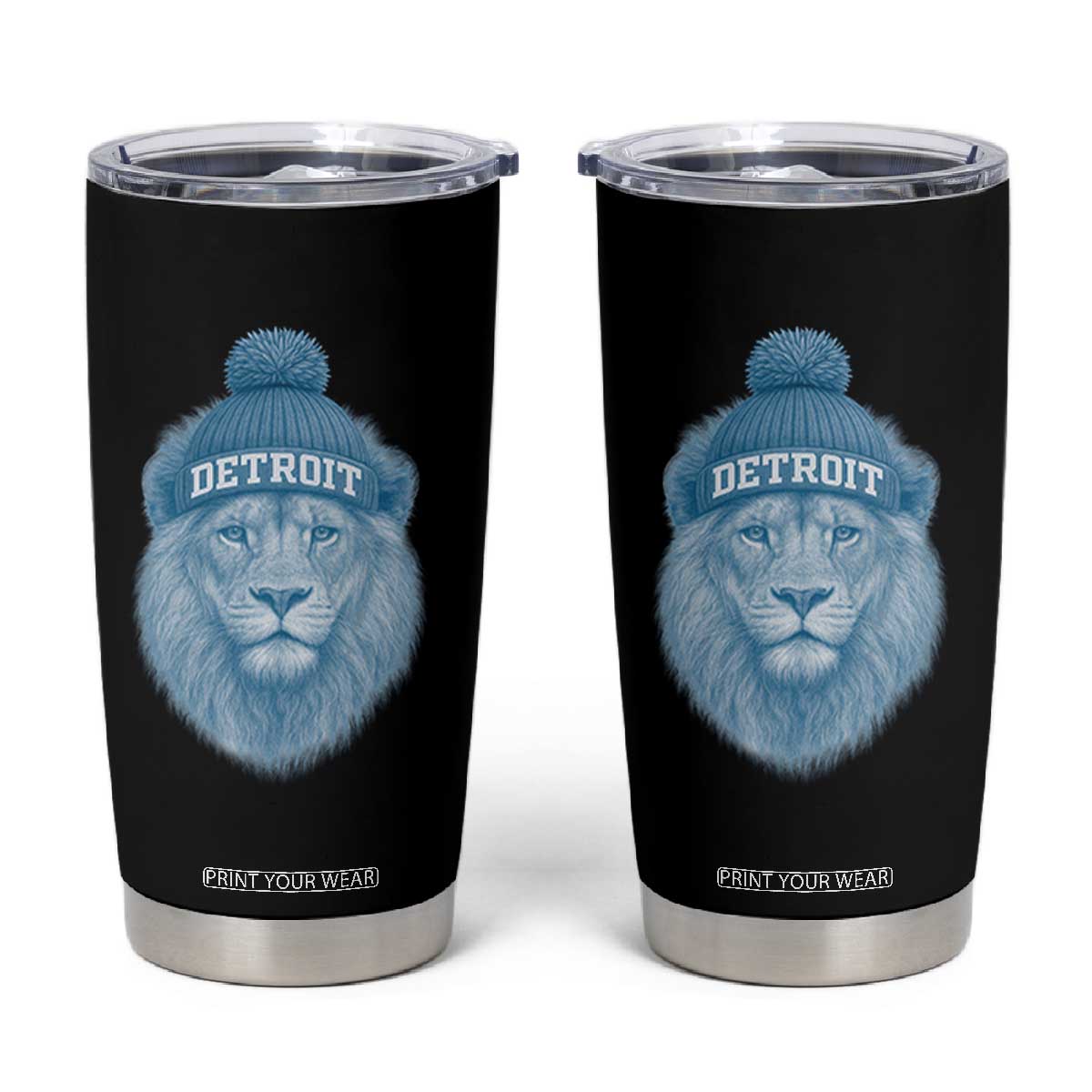 Detroit Football Tumbler Cup Retro Lions Mascot Sport Fan TS10 Black Print Your Wear