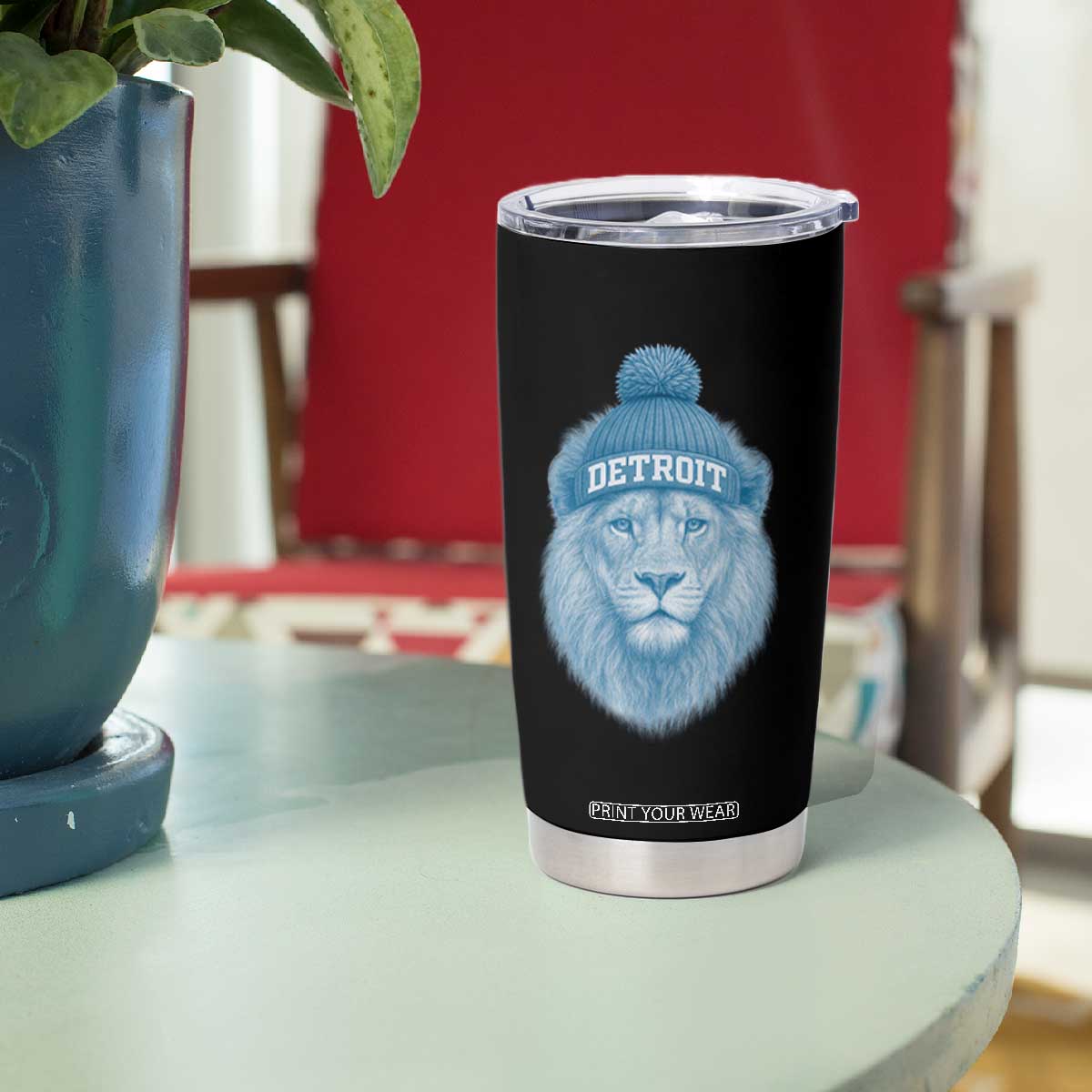 Detroit Football Tumbler Cup Retro Lions Mascot Sport Fan TS10 Print Your Wear