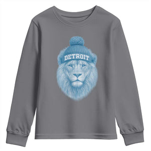 Detroit Football Youth Sweatshirt Retro Lions Mascot Sport Fan TS10 Charcoal Print Your Wear
