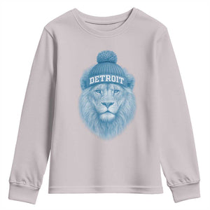 Detroit Football Youth Sweatshirt Retro Lions Mascot Sport Fan TS10 Ice Gray Print Your Wear