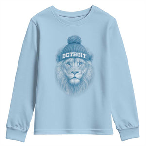 Detroit Football Youth Sweatshirt Retro Lions Mascot Sport Fan TS10 Light Blue Print Your Wear