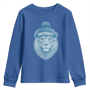 Detroit Football Youth Sweatshirt Retro Lions Mascot Sport Fan TS10 Royal Blue Print Your Wear