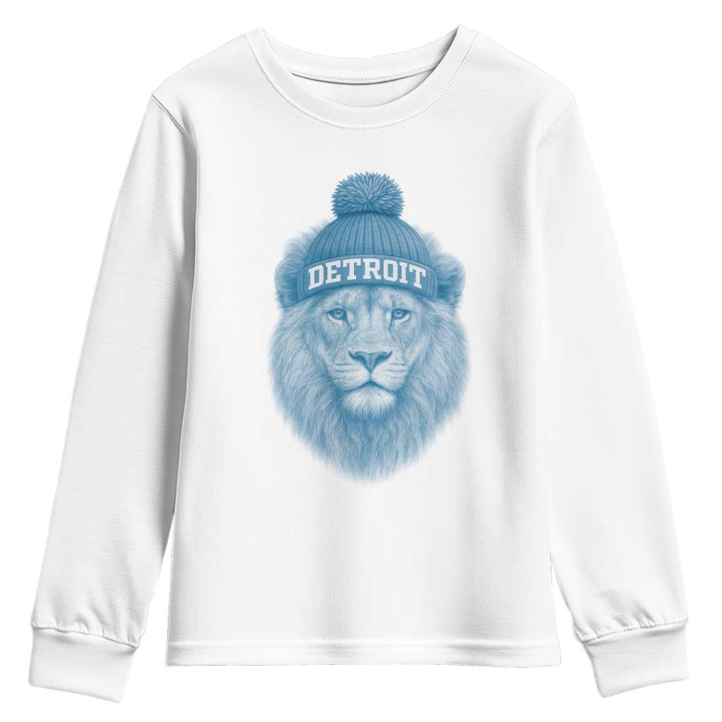 Detroit Football Youth Sweatshirt Retro Lions Mascot Sport Fan TS10 White Print Your Wear