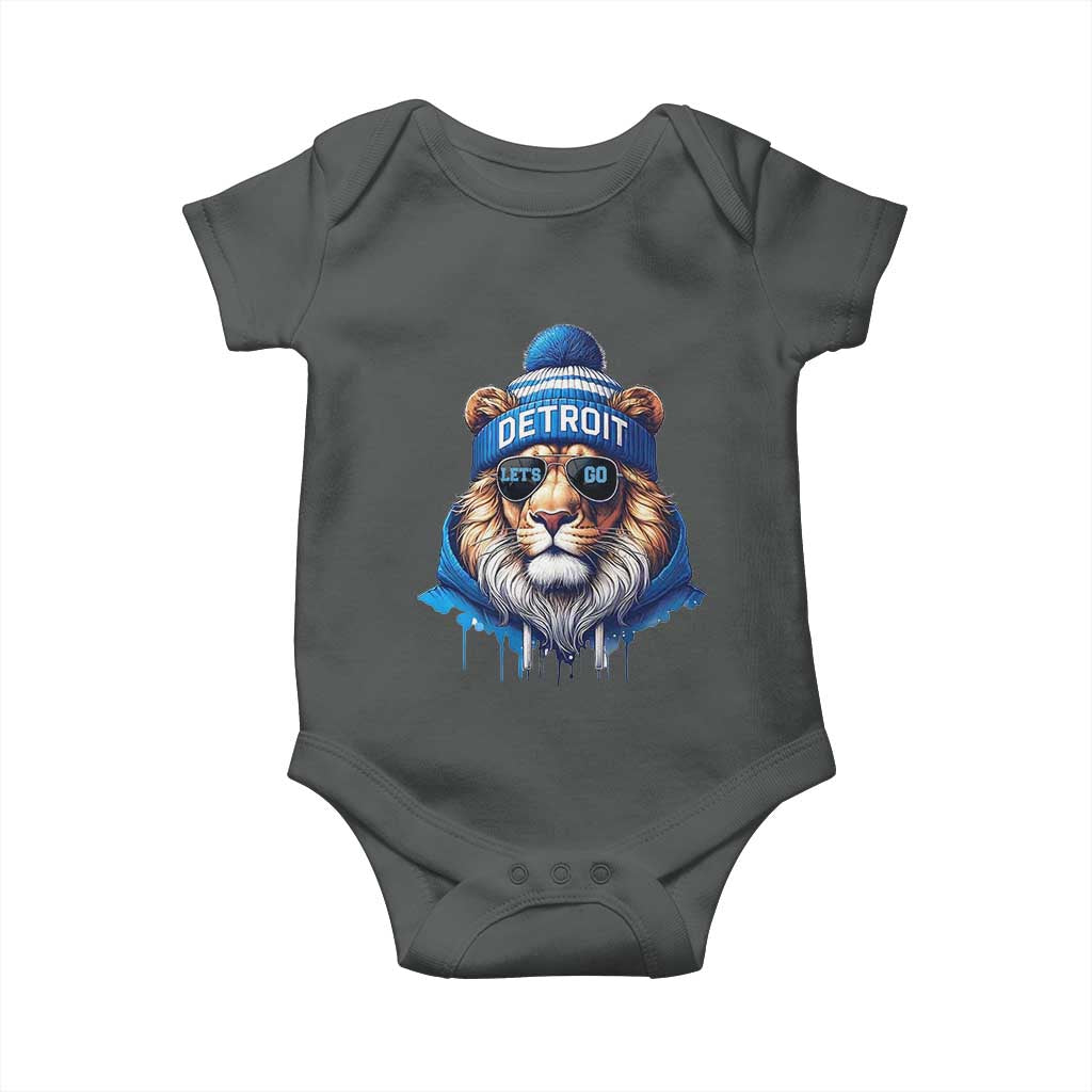 Lion Lovers Baby Onesie Wearing Glasses Sunday Detroit Fan Apparel TS10 Dark Heather Print Your Wear