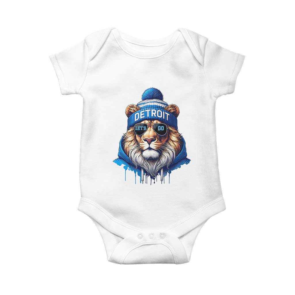 Lion Lovers Baby Onesie Wearing Glasses Sunday Detroit Fan Apparel TS10 White Print Your Wear