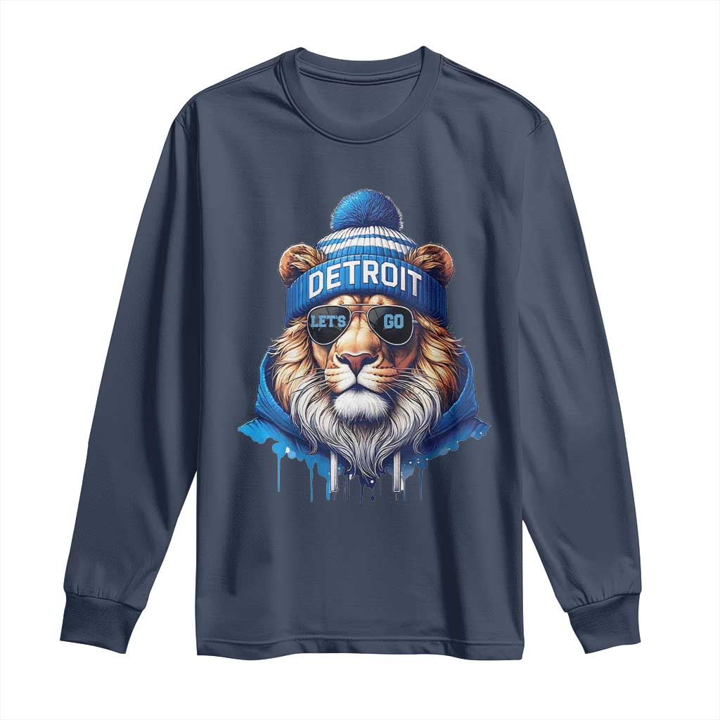 LF Game Day Long Sleeve Shirt Wearing Glasses Sunday Football Fan Apparel TS10 Navy Print Your Wear