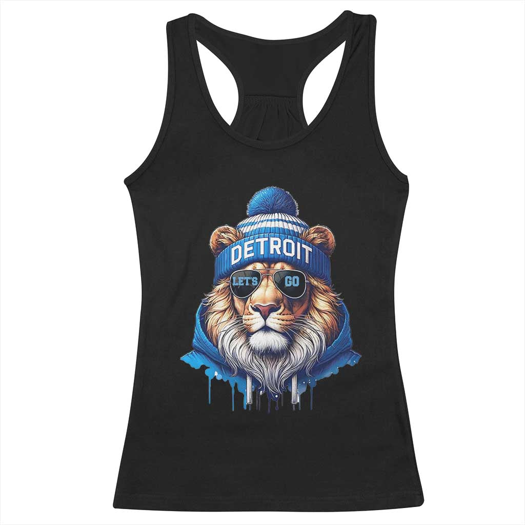 Lion Lovers Racerback Tank Top Wearing Glasses Sunday Detroit Fan Apparel TS10 Black Print Your Wear