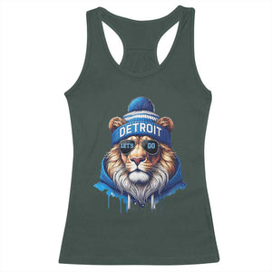 Lion Lovers Racerback Tank Top Wearing Glasses Sunday Detroit Fan Apparel TS10 Dark Forest Green Print Your Wear
