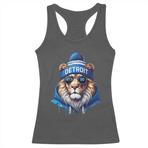Lion Lovers Racerback Tank Top Wearing Glasses Sunday Detroit Fan Apparel TS10 Dark Heather Print Your Wear