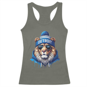 Lion Lovers Racerback Tank Top Wearing Glasses Sunday Detroit Fan Apparel TS10 Military Green Print Your Wear