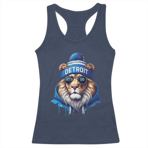 Lion Lovers Racerback Tank Top Wearing Glasses Sunday Detroit Fan Apparel TS10 Navy Print Your Wear