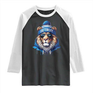 Lion Lovers Raglan Shirt Wearing Glasses Sunday Detroit Fan Apparel TS10 Black White Print Your Wear