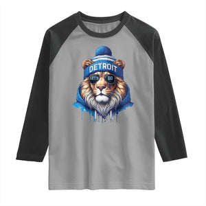 Lion Lovers Raglan Shirt Wearing Glasses Sunday Detroit Fan Apparel TS10 Sport Gray Black Print Your Wear