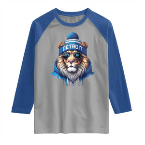 Lion Lovers Raglan Shirt Wearing Glasses Sunday Detroit Fan Apparel TS10 Sport Gray Royal Print Your Wear